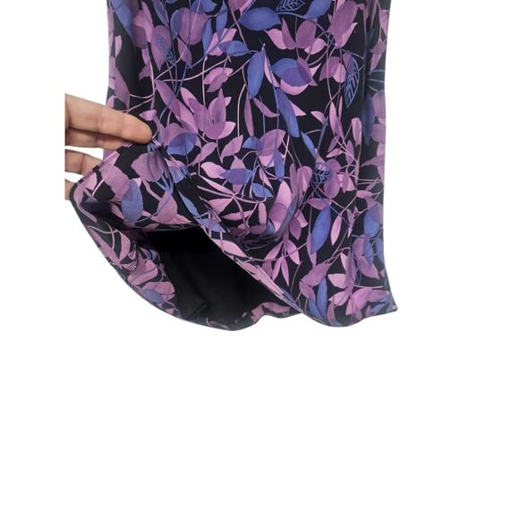 Ann Taylor Womens Dark Floral Fairy Silk Skirt Size 12 Purple Flowy Chiffon - Picture 2 of 9